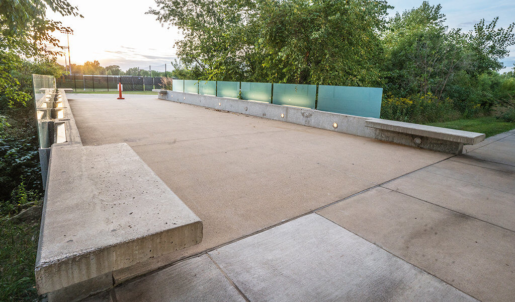 University of Iowa Hall of Fame building entrance seating